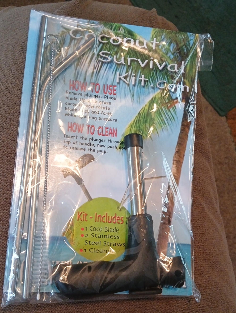 Coconut Survival Kit - Stainless Coconut Opener Tool Set (Black)